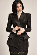 بدلة بليزر سوداء بتفاصيل الدانتيل | Black Lace Blazer Suit